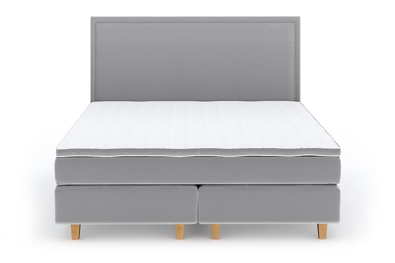 Hilton Lyx Velour Sengepakke 210x210 - Lysegrå - Komplet sengepakke - Kontinentalsenge - Dobbeltsenge - Familieseng