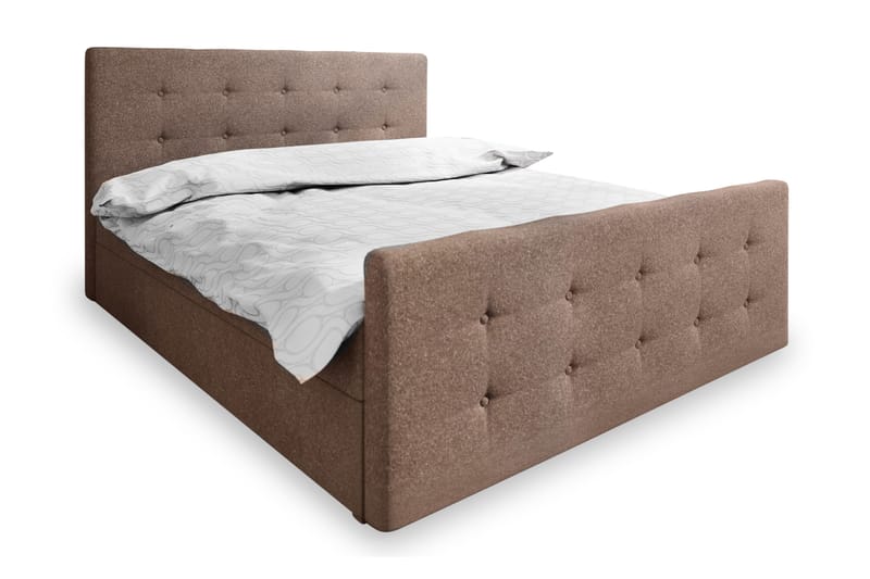 Roma sengepakke 160x200 knappet Gavl - Brun - Komplet sengepakke - Kontinentalsenge - Dobbeltsenge