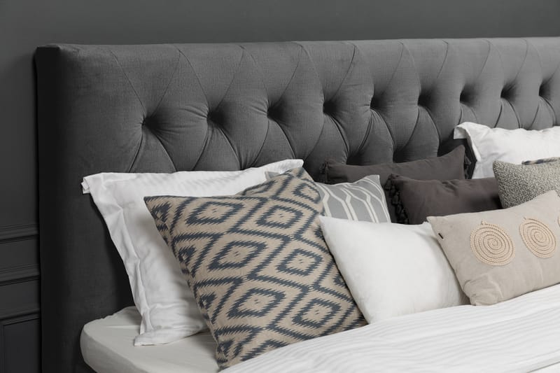 Royal Velvet Komplet Sengepakke 210x210 - Mørkegrå med Høje Sølvben - Komplet sengepakke - Kontinentalsenge - Dobbeltsenge - Familieseng