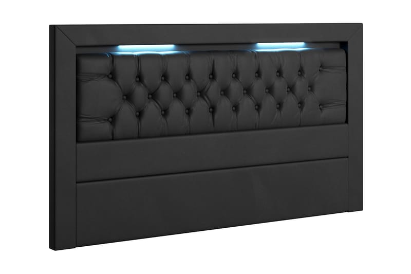Arona sengegavl 140 cm med Belysning kunstlæder - sort - Sengegavle