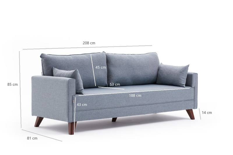 Antigua 3-personers Sofa - Blå/Brun - 3 personers sofa