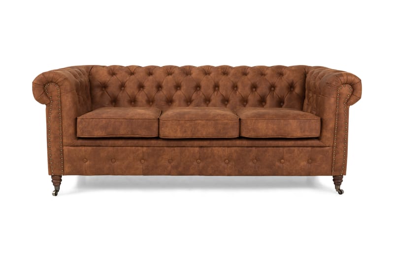 Chesterfield Deluxe 3-pers Sofa - Cognac - Lædersofaer - Chesterfield sofaer - 3 personers sofa