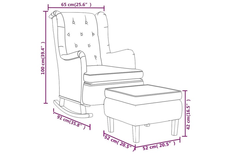 beBasic lænestol med gyngefunktion og skammel stof cremefarvet - Creme - Gyngestol