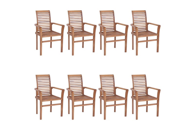spisebordsstole 8 stk. med lysegrønne hynder massivt teaktræ - Brun - Spisebordsstole & køkkenstole - Armstole