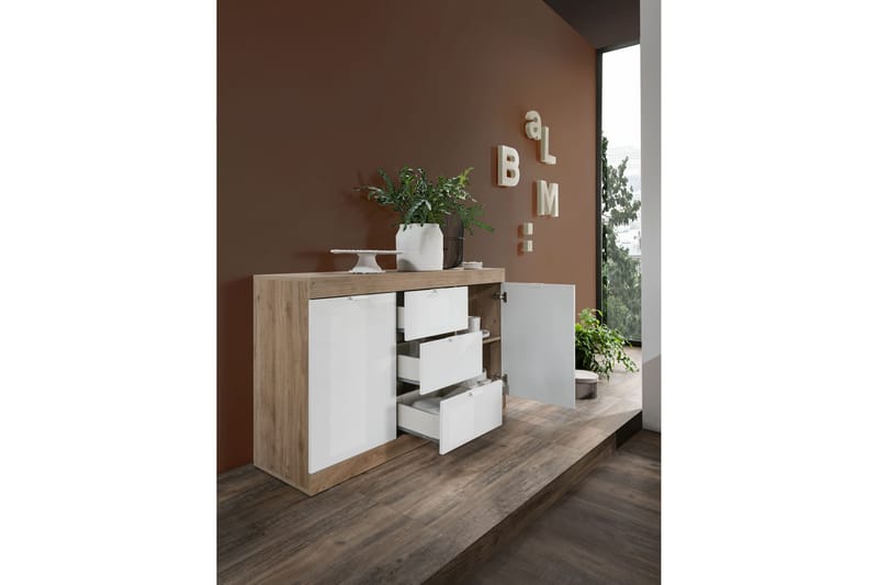 Nicery Sideboard 135 cm - Hvid/Brun - Skænke & sideboards