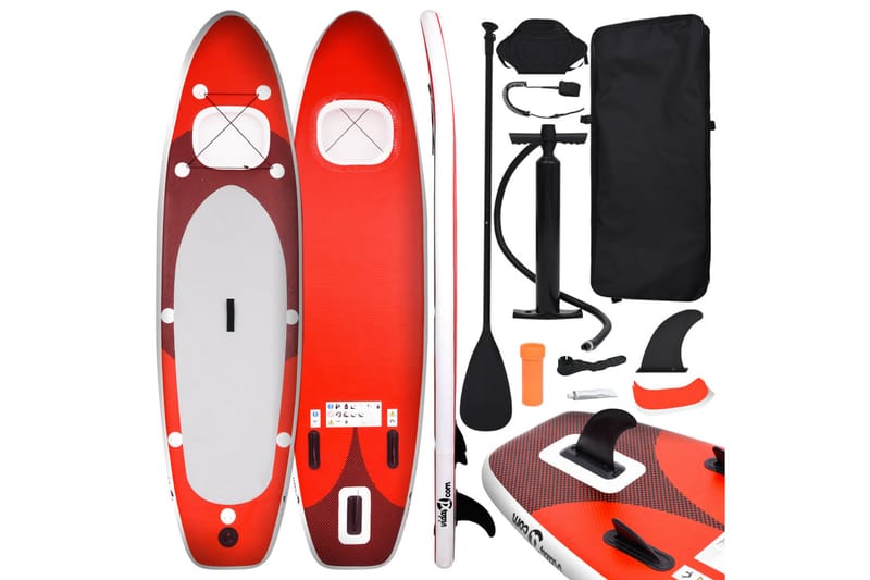 oppusteligt paddleboardsæt 300x76x10 cm rød - Rød - Vandsport & vandleg