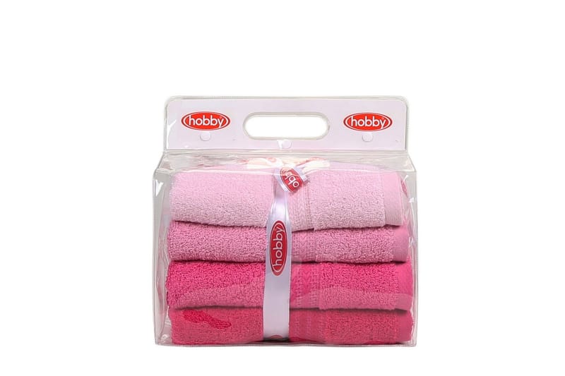 Hobby Håndklæde 50x90 cm 4-pak - Lyserød - Håndklæder