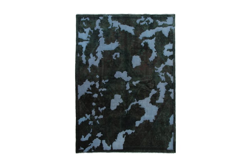 Vintage håndknyttet Tæppe Uld Mørkegrøn / Blå 190x267cm - Uldtæppe - Håndvævede tæpper