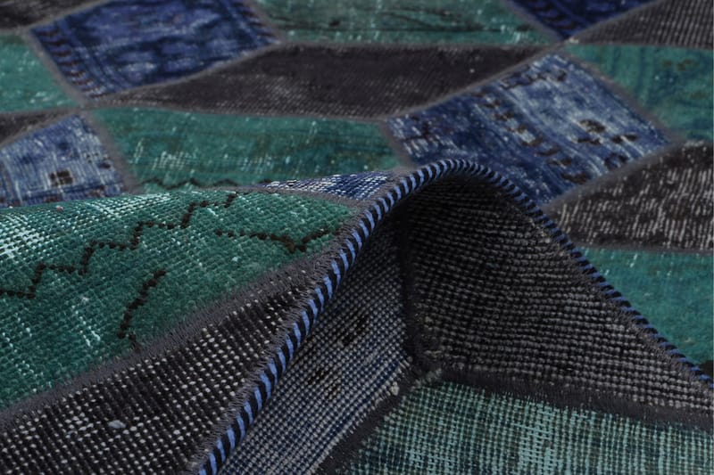 Håndknyttet patchwork tæppe uld / garn flerfarvet 179x244cm - Patchwork tæppe - Håndvævede tæpper