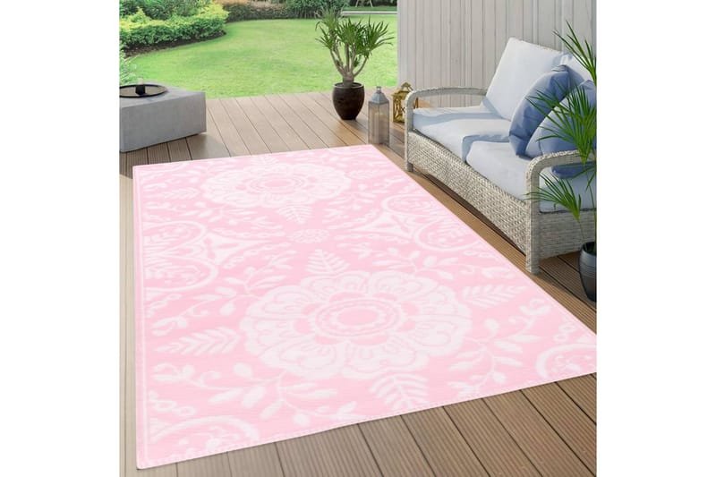 udendørstæppe 190x290 cm PP pink - Udendørs tæpper