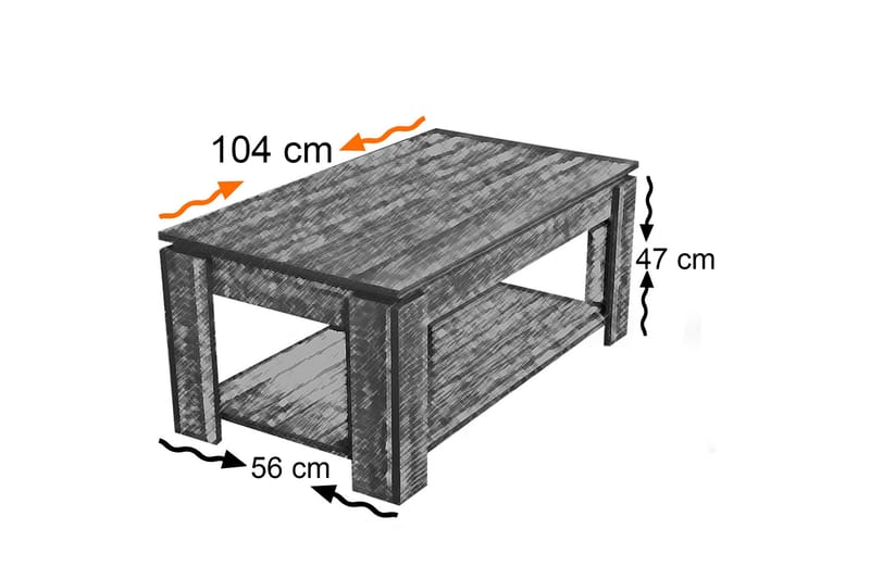 Comfortale Sofabord 104 cm med Opbevaring Hylde - Valnøddebrun - Sofabord