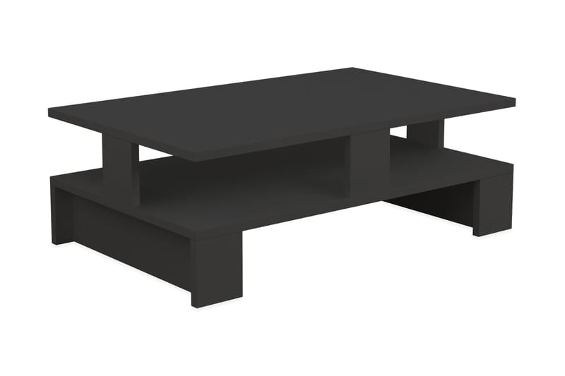 Decorta Sofabord 80 cm med Opbevaring Hylde - Mørkegrå - Sofabord