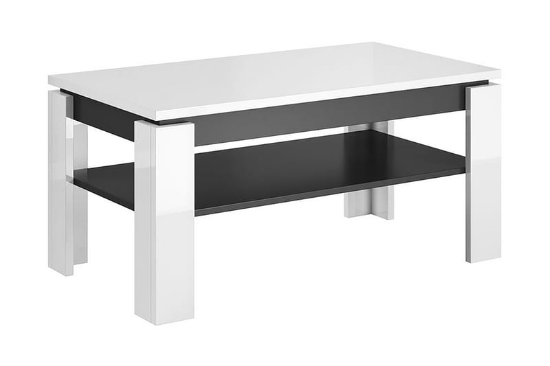Vekerum Sofabord 100 cm med Opbevaring Hylde - Hvid/Grafitgrå - Sofabord