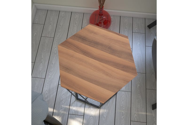 Falan Sidebord 40 cm Hexagon - Valnøddebrun/Sort - Lampebord - Bakkebord & små borde