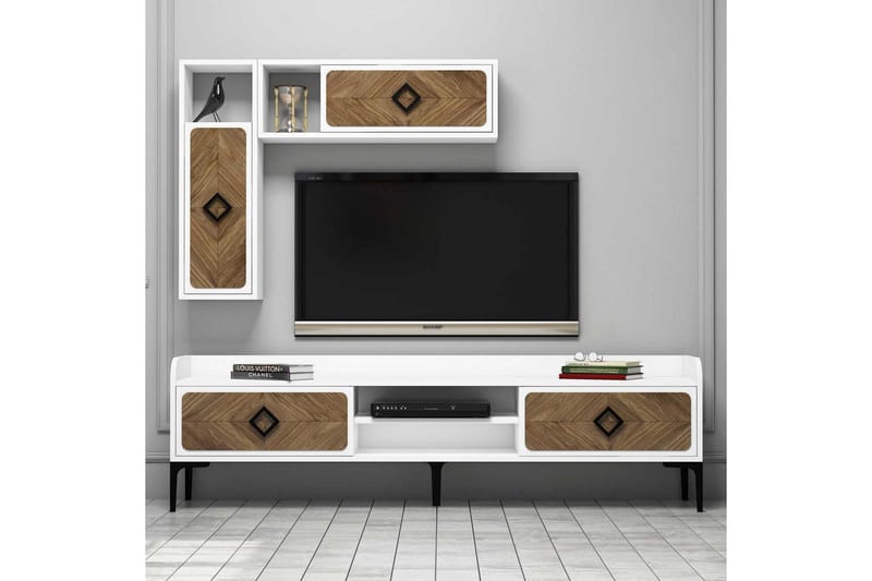 Hovdane TV-møbelsæt 180 cm - Hvid / brun - Tv-møbelsæt