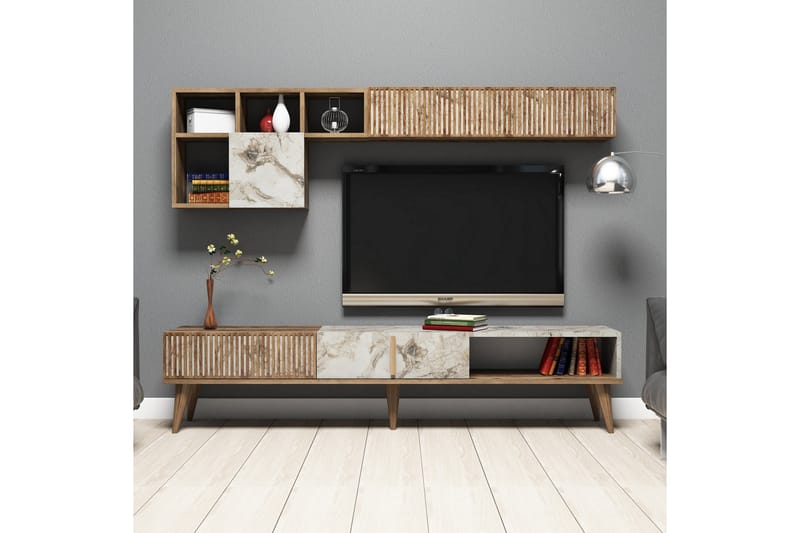Millay TV-Møbelsæt 180 cm - Valnød/Hvid - Tv-møbelsæt