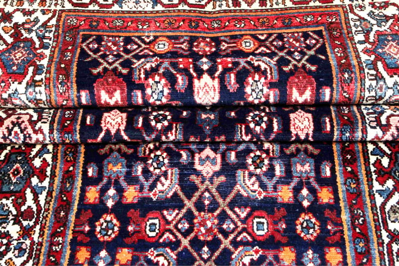 Håndknyttet persisk tæppe 106x305 cm - Mørkeblå / beige - Orientalske tæpper - Persisk tæppe
