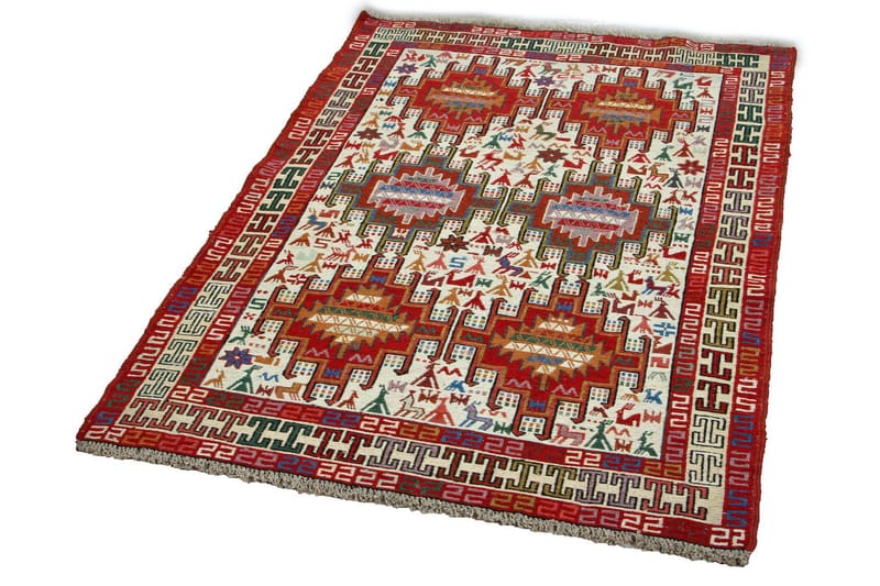 Håndknyttet persisk tæppe Varni 101x146 cm Kelim - Beige / rød - Kelimtæpper