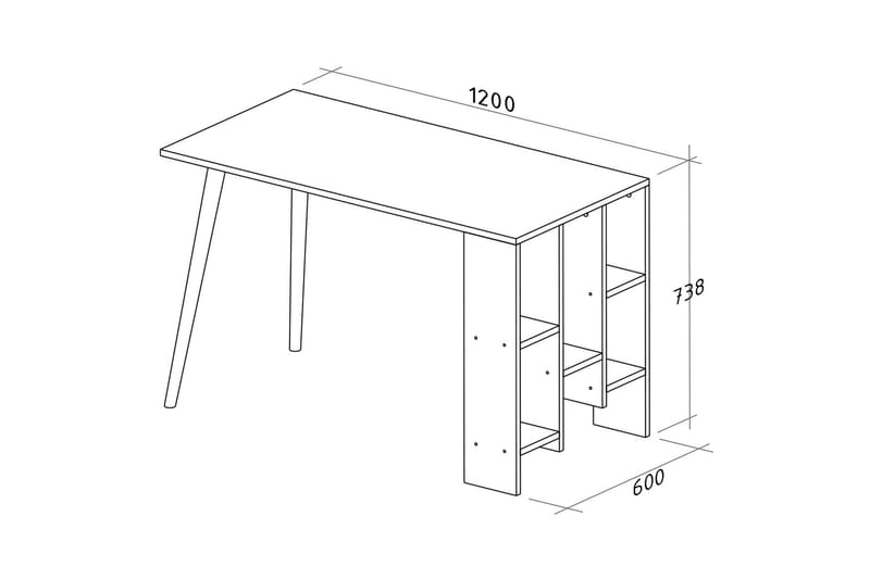 Keachi Hvido Skrivebord 120 cm med Opbevaring Hylder - Antracit/Valnøddebrun - Skrivebord