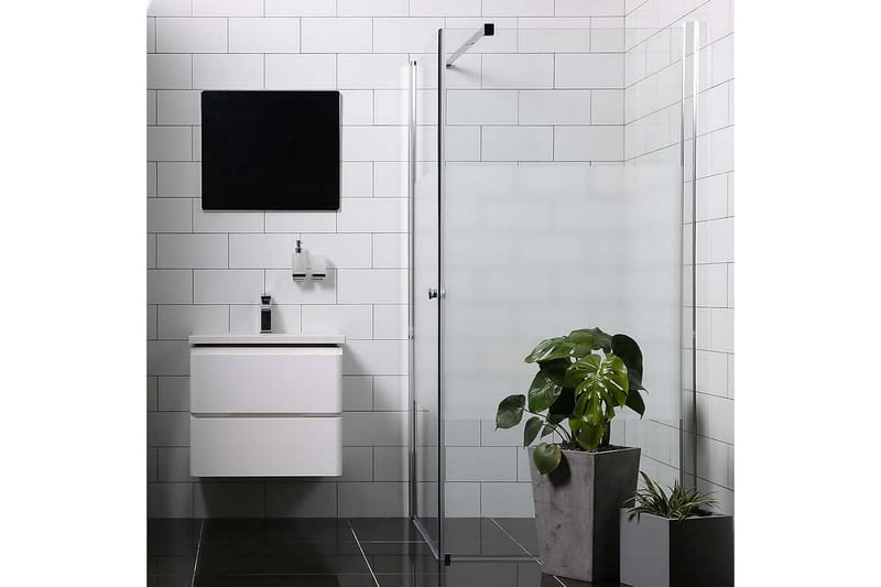 Bathlife Mångsidig Brusedør Lige Væg 100x100 cm - Sølv/Klarglas - Brusedøre - Bruseniche