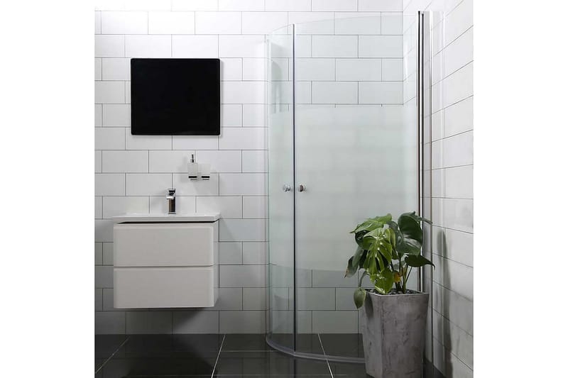 Bathlife Mångsidig Brusehjørne Rund Dør 45° 70x70 cm - Sølv/Delvist Frostet - Brusevægge