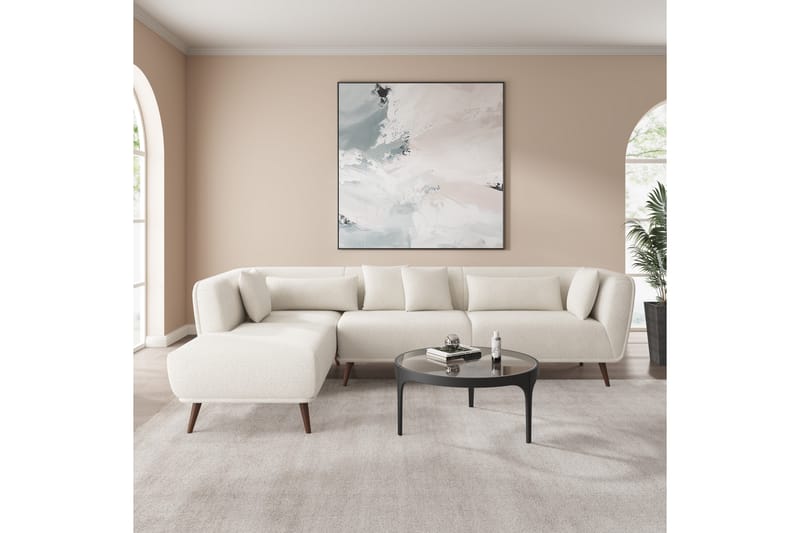Richie Sofa med Divan 4-personers - Hvid Bouclé - Møbler - Sofaer - Sofa med chaiselong