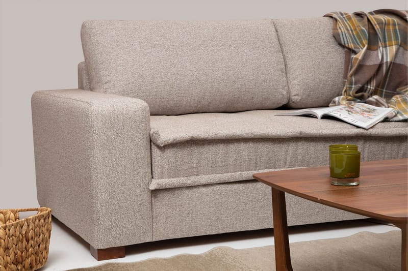 Gladfield Chaiselongsofa 3-personers - Beige - Møbler - Sofaer - Lædersofaer