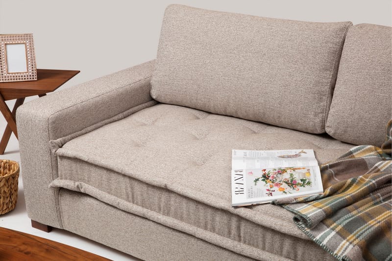 Gladfield Chaiselongsofa 3-personers - Beige - Møbler - Sofaer - Lædersofaer