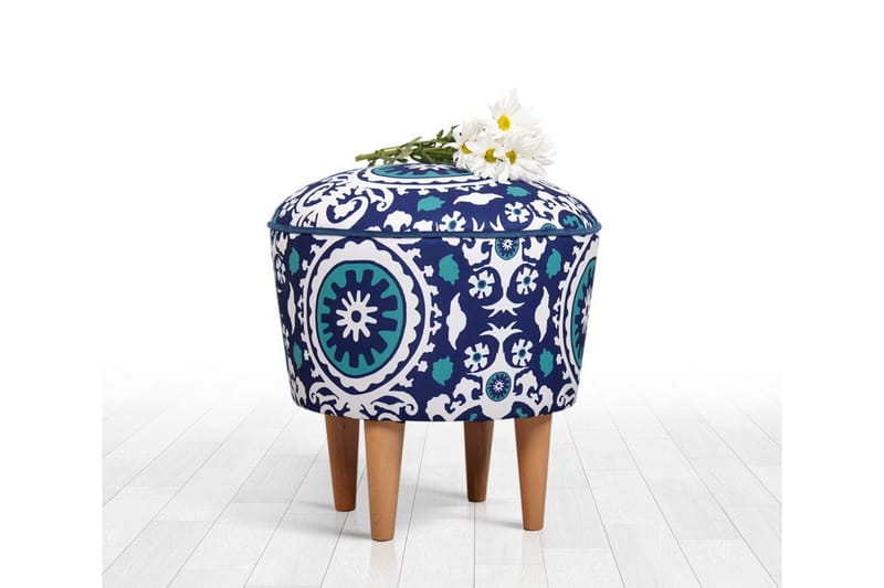 Debesis Siddepuf 42 cm - Blå/Hvid - Møbler - Stole & lænestole - Taburet & skammel - Ottoman