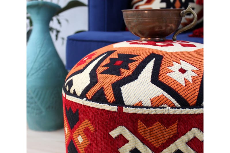 Amsterdam Siddepuf 40 cm - Rød/Hvid - Møbler - Stole & lænestole - Taburet & skammel - Ottoman