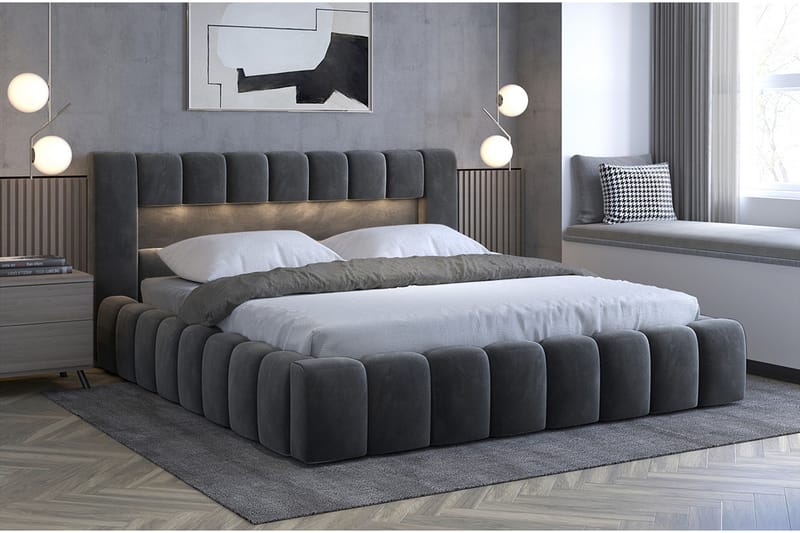 Lamica Sengeramme med Opbevaring 140x200 cm - Mørkegrå - Møbler - Senge - Sengeramme & sengestel