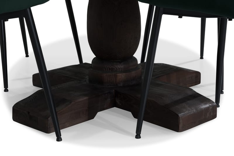 Dijon Spisebordssæt 130 cm Rund med 4 Alsarp Stol - Vintage Alm/Grøn - Spisebordssæt