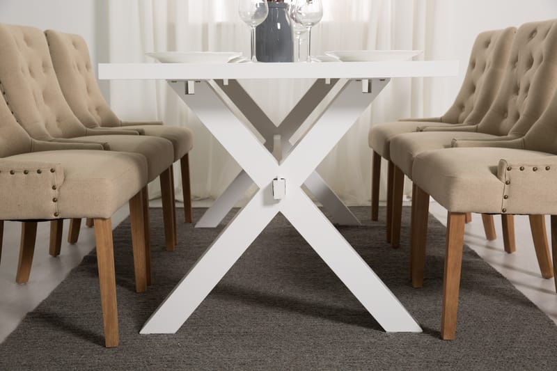 Linnea Spisebordssæt 180 cm Hvidlakeret - 6 Viktoria Stole - Spisebordssæt