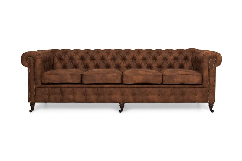 Chesterfield Deluxe 4-pers Sofa - Cognac - Lædersofaer - 4 personers sofa - Chesterfield sofaer