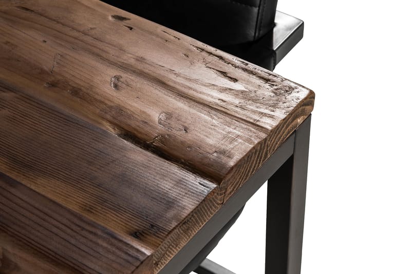 Wilmer Spisebordssæt 140 cm med 4 House Stole Vintage - Rustik Elm/Sort PU - Spisebordssæt