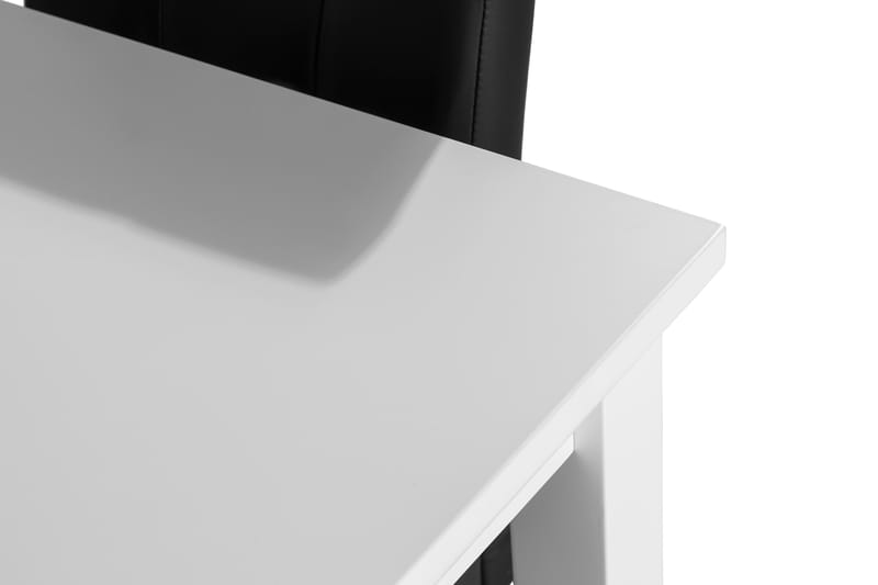 Jasmin Udvideligt Spisebordssæt 140 cm med 4 Viktor Stole - Hvid/Sort PU/Hvid - Spisebordssæt