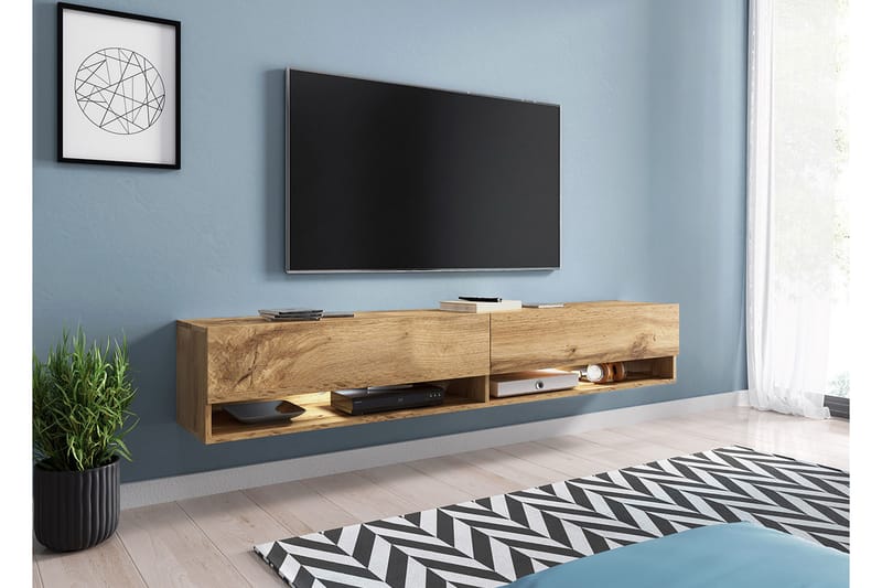 Brya TV-Bord 180 cm LED-belysning - Beige/Blå - TV-borde