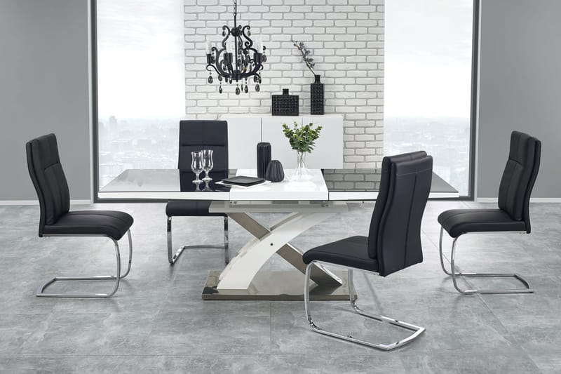 Sandor Udvideligt Spisebord 160 cm - Sort/Hvid - Spisebord og køkkenbord