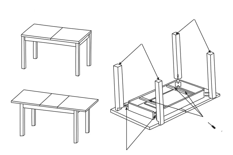 Tabell Udvideligt spisebord 140 cm - Hvid - Spisebord og køkkenbord