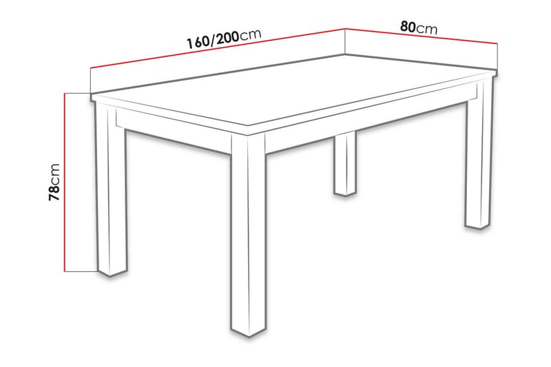 Bord Udvideligt Spisebord 160x80x78 cm - Træ / natur - Spisebord og køkkenbord