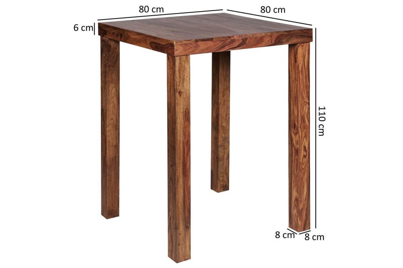 Barbord Wohnling Stabilt massivt træ Sheesham 80 x 80 x 110 cm - Møbler - Borde