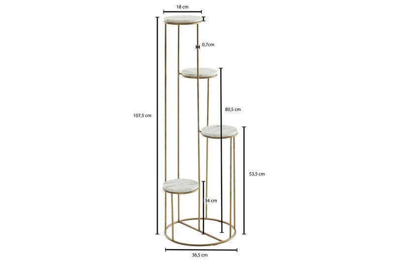 Reol Wohnling Ægte marmortop blomster stand gylden metalbase moderne - Boligtilbehør - Krukker