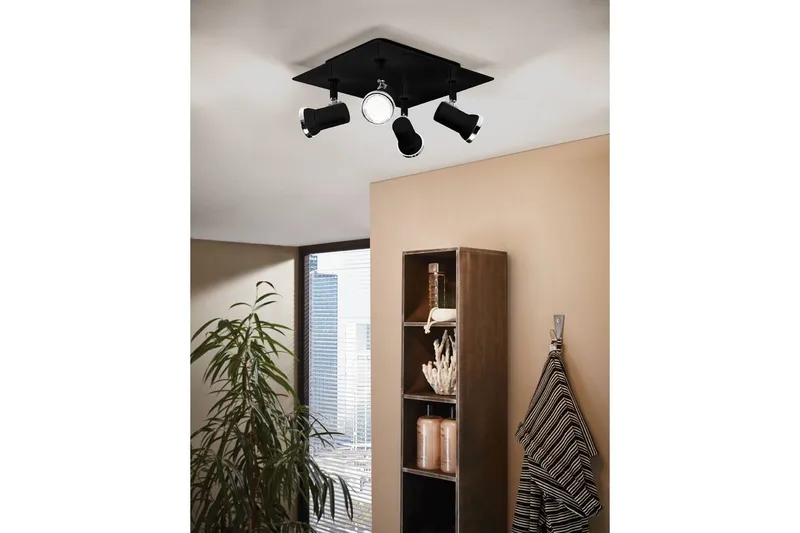 Spotlight Eglo Tamara 1 Kvadrat Sort, Krom Klar - Sort/Krom - Belysning - Badeværelsesbelysning