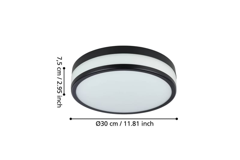 Væg-/Loftlampe Eglo Led Palermo 295 mm, Sort/Hvid - Hvid/Sort - Belysning - Badeværelsesbelysning