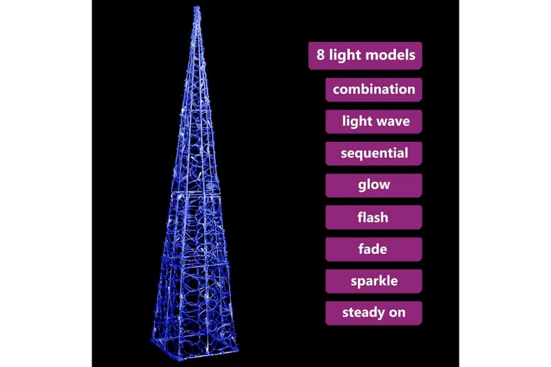 dekorativ LED-lyskegle 120 cm akryl blå - Øvrig julebelysning