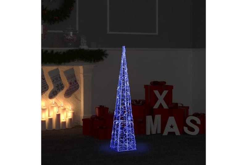 dekorativ LED-lyskegle akryl 90 cm blå - Øvrig julebelysning
