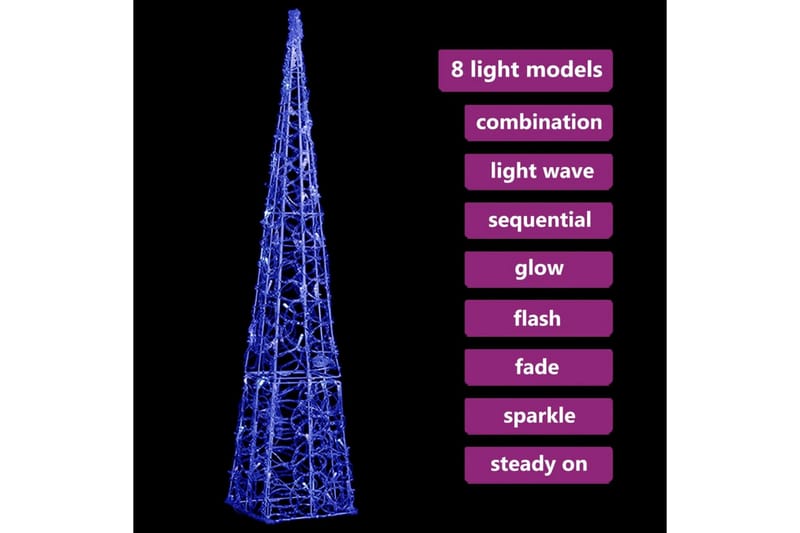 dekorativ LED-lyskegle akryl 90 cm blå - Øvrig julebelysning