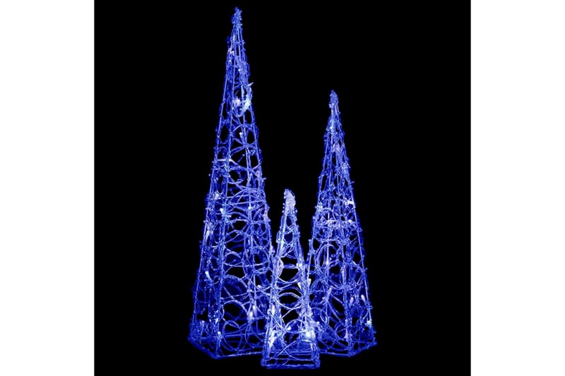 dekorativt LED-lyskeglesæt 30/45/60 cm akryl blå - Øvrig julebelysning