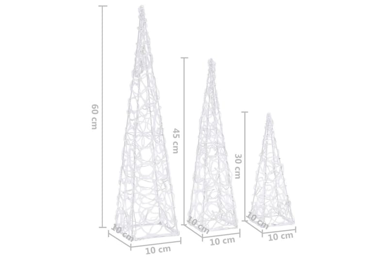 dekorativt LED-lyskeglesæt 30/45/60 cm akryl kold hvid - Øvrig julebelysning