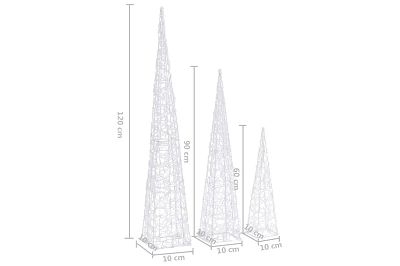 dekorativt LED-lyskeglesæt 60/90/120 cm akryl flerfarvet - Øvrig julebelysning
